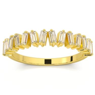 Imagem de P3 POMPEII3 Aliança de aniversário projetada com baguete de 1/2 quilate em ouro 14k cultivada em laboratório, Ouro amarelo, Diamante sintético