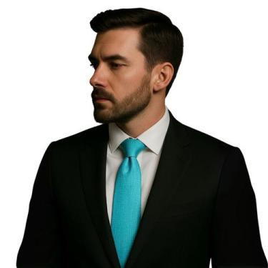 Imagem de Gravata Azul Claro Texturizada Social Masculina - anjo da mamãe, Ciano