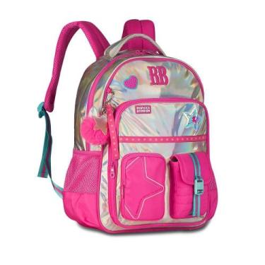 Imagem de Mochila rebecca bonbon holo shine de costas 17,5 ref rb27020, ROSA