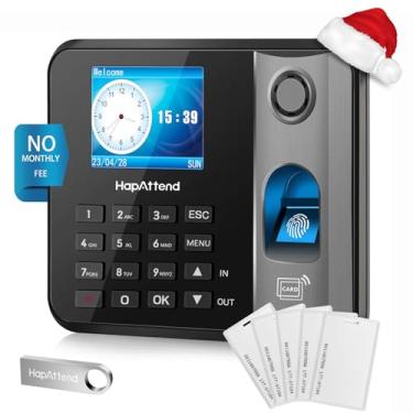 Imagem de HapAttend Relógio de ponto - Relógios de ponto com impressão digital para funcionários de pequenas empresas, cálculo automático de horas, relógio biométrico autônomo H1 offline na máquina para
