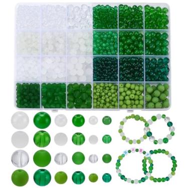 Imagem de PH PandaHall 1544 peças de contas de vidro verde 4 mm 6 mm 8 mm contas de vidro redondas brancas claras contas soltas contas foscas para pulseira da amizade, colar, joias, artesanato, bricolage, Dia