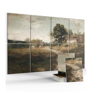 Imagem de Painéis acústicos de arte de parede, painéis de parede à prova de som de 88 x 61 cm - pacote com 8 abas adesivas removíveis seguras, painéis decorativos absorventes de som para sala de estar e estúdio