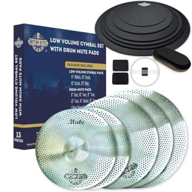 Imagem de Pacote de pratos de baixo volume com almofadas silenciosas de bateria, conjunto de 12 peças de pratos e silenciadores de bateria, pratos silenciosos de 35,6 cm/40,6 cm/45,7 cm/50,8 cm | Drum Mute Pak