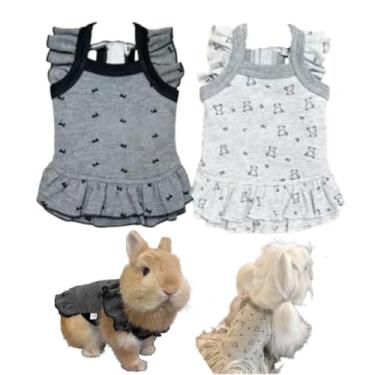 Imagem de 2 peças de roupas de coelho de estimação, saias florais para filhotes, vestidos bonitos e confortáveis adequados para coelhos, filhotes, gatinhos, furões, porquinhos-da-índia e outros animais de