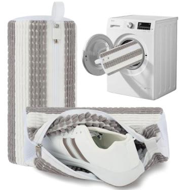 Imagem de Bolsa para máquina de lavar sapatos, 2 peças, sacos de sapatos para máquina de lavar roupa reutilizáveis com design exclusivo de zíper autotravante para todos os chinelos de tênis, tênis