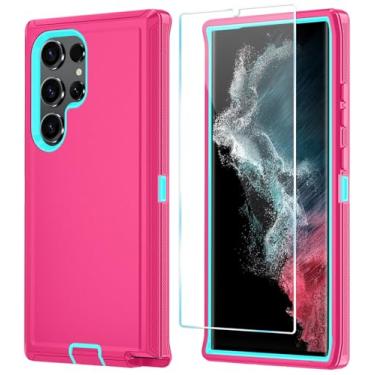 Imagem de ONOLA Capa de celular para Samsung Galaxy S22 Ultra com protetor de tela HD, resistente, à prova de choque e à prova de quedas, capa de telefone de 3 camadas para Galaxy S22 Ultra de 6,8 polegadas