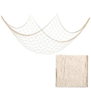 Imagem de Decoração de rede de pesca para pendurar na parede, decoração de rede de peixes com tema de oceano náutico, decoração de festa para praia, litoral, quarto, banheiro sob o mar