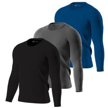 Imagem de Kit 3 Camiseta UV 50+ Camisa Térmica Manga Longa Proteção Solar Masculina-Unissex
