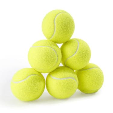 Imagem de PHOEPET Pacote com 6 bolas de tênis para cães, bolas de borracha a granel para brinquedos de mastigação para iniciantes (amarelo)