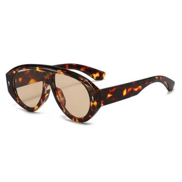 Imagem de Óculos de Sol UV400 - Tamanho Grande Estampa de Leopardo com Rebites Estilo Punk para Homens e Mulheres, Ideais para Esportes ao Ar Livre, Corrida e Ciclismo.