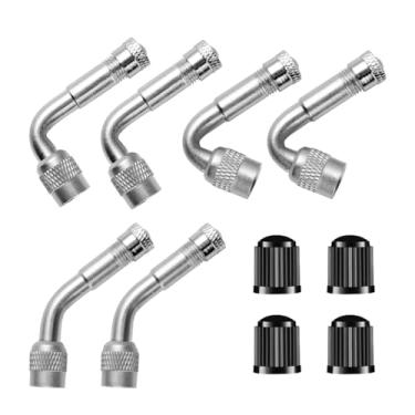 Imagem de Extensores de haste de válvula de pneu de carro, extensor de bocal de inflador de pneu de 45 graus 90 graus 135 graus, adaptador de extensão de válvula de latão para carro, rodas duplas de carro de