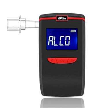 Imagem de iBACheck Bafômetro portátil com sensor semicondutor de alta precisão, 4 unidades padrão podem ser definidas, detector de álcool com ajuste para 2 bocais diferentes