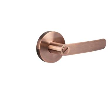 Imagem de VTGVVVTR Fechadura de porta de banheiro vermelha com alça de três polos antiga fechadura de porta interna trava de três colunas bloqueio de esfera livre de furos (modelo vermelho antigo sem chave)