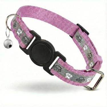 Imagem de Coleira de gato separável, coleira reflexiva para gatinhos com sino, coleira de segurança para gatinhos, leve, ajustável, confortável, adequada para meninos e meninas (17,8 cm - 33 cm) lilás