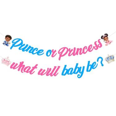 Imagem de Sursurprise Príncipe ou Princesa Gênero Revelar Decorações, Príncipe ou Princesa What Will Baby Be Banner Rosa Azul para Revelação de Gênero Real Artigos de Chá de Bebê Festa