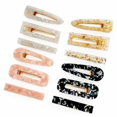 Imagem de Parcce Conjunto de 12 peças de grampos de cabelo de mármore de resina acrílica, presilhas decorativas de pérolas, grampos decorativos, grampos de cabelo, acessórios de cabelo para mulheres e meninas
