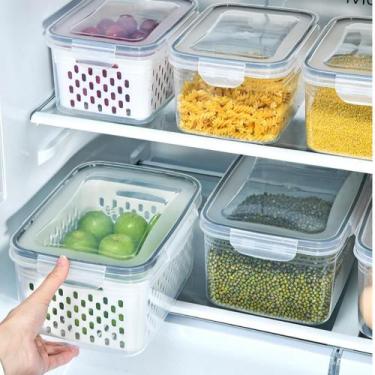 Imagem de Kit 3 Potes Organizadores de Geladeira 800ML 1700ML 3150ML Cesto Multi