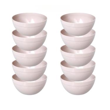 Imagem de Kit Cumbuca Bowl 600ml l Cores Neutras l Para Sopa, Açaí e Sobremesa l Micro-ondas e Livre de BPA (Bege c/ 10und)