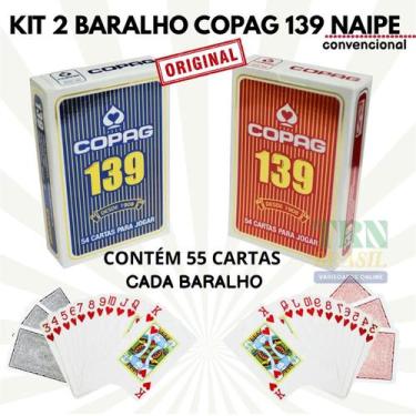 Imagem de Kit 2 Jogo Baralho Copag 139 55 Cartas Naipe Convencional Profissional