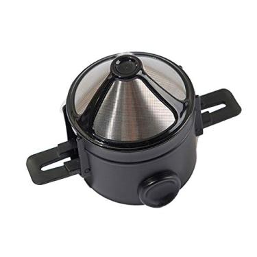 Imagem de Filtro de café portátil 304 aço inoxidável gotejamento suporte de chá de café cestas reutilizáveis infusor de chá e gotejador de café (M)