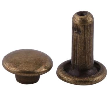 Imagem de Naroote Conjunto de Rebites Com Tampa Dupla de Metal, Pinos Rápidos Duráveis ​​para Reparo de Artesanato Em Couro, Têxteis para Casa, 100 Peças (Bronze)