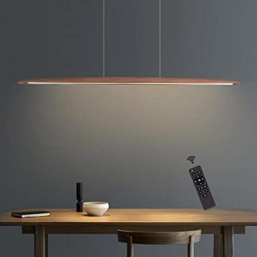 Imagem de Luminária pendente retrô LED 36W, luminária de teto rústica de madeira para mesa de jantar, altura ajustável, moderna e regulável, para sala de jantar, escritório, sala de estar, cozinha, ma
