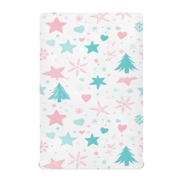 Imagem de Wassud Jogo de lençol de berço para decoração de Natal para meninos e meninas, respirável, lençol com elástico, neutro, 68 x 99 cm