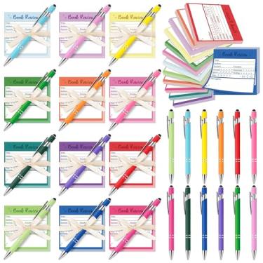 Imagem de L1rabe Notas adesivas coloridas com fitas de canetas, 12 peças de mini blocos de notas autoadesivos, 12 canetas, 1 rolo de fitas, troca de presentes para amantes de livros, leitores, professores