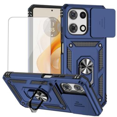 Imagem de Vokuha Capa para Moto G 5G 2025, capas para Motorola G 2025 5G com protetor de tela de vidro temperado e capa deslizante para câmera, anel giratório de 360°, capa magnética para Motorola Moto G 5G