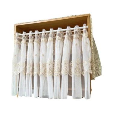 Imagem de Cortina Curta De Tule Bordado Bege, Decoração Vintage Para Cozinha Est