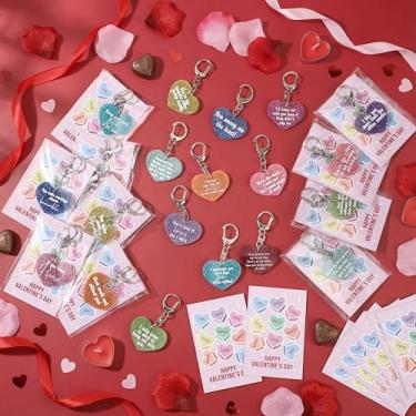 Imagem de Kenning 20 conjuntos de presentes de dia dos namorados para colegas de trabalho acrílico glitter chaveiro dia dos namorados cartões engraçados para funcionários escritório