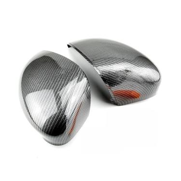 Imagem de Compatível com Ford Fiesta Mk7 2008-2017 1 par esquerda e direita asa do carro porta de fibra de carbono espelho retrovisor cobre tampa guarnição caso(Carbon Look black)