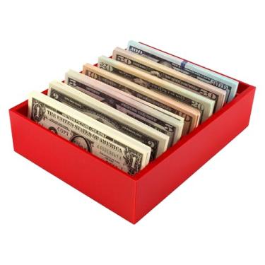 Imagem de PowerTRC Organizador de dinheiro SAFEMoney – Suporte de dinheiro com 8 compartimentos, organizador de dinheiro, caixa divisória de dinheiro, bandeja de dinheiro – Impresso em 3D nos EUA (vermelho)