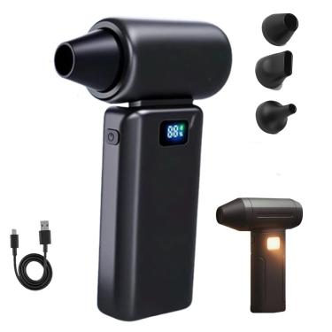 Imagem de Mini Soprador de Ar, Espanador de ar, Ventilador Portátil, 130.000 RPM, Turbo Sem fio, Muito Forte com 6 Velocidades, Recarregável, Limpeza Eletronicos, Inflaveis, Design Moderno, Marca ATM