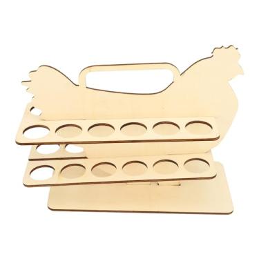 Imagem de Acouto Charmoso Suporte para Ovos Com Design de Frango - Rack de Armazenamento para 24 Ovos Em Madeira Sintética para Bancada de Cozinha