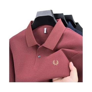 Imagem de Camisa Polo Masculina De Algodão De Alta Qualidade Com Manga Longa Mod