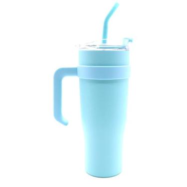 Imagem de Copo Garrafa Térmica Com Alça E Canudo Inox 1200ml Parede Dupla Aço In