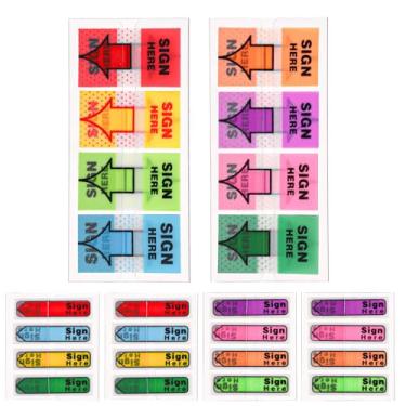 Imagem de 600 peças/6 pacotes com abas para assinar aqui, etiquetas de seta, adesivos assinar aqui, abas adesivas de assinatura, etiquetas adesivas de postagem para documentos, cadernos, casa, escritório