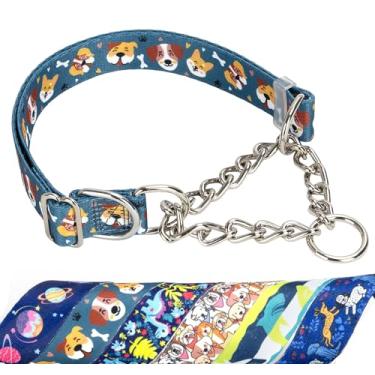 Imagem de Coleira ajustável que não puxa para cães - coleira de corrente martingale com design seguro e limitado, coleira de treinamento gargantilha para cães médios, grandes e GG (G)