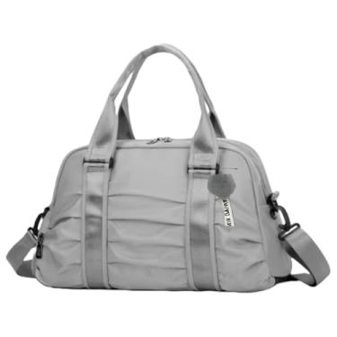 Imagem de Bolsa Mochila Esportiva Academia Viagem Mala Mão Blogueira Espaçosa Alça Transversal Com Chaveiro Pompom Colorida Grande(Cinza)