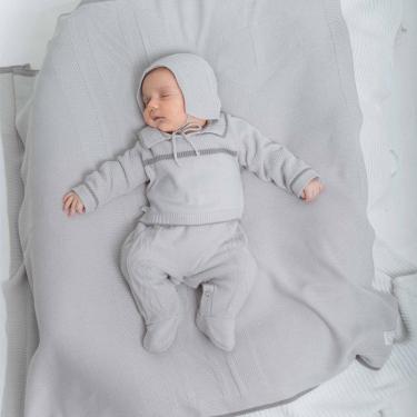 Imagem de Saída de Maternidade Bebê Menino em Tricot Cinza Fofinho-Masculino