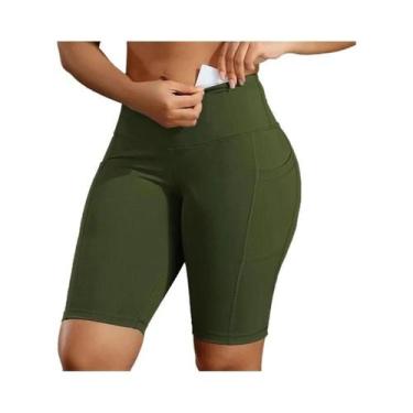 Imagem de Shorts De Treino Femininos Em Cor Sólida Com Efeito Levanta Bumbum E 3