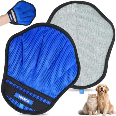 Imagem de VOKNOX Luva de remoção de pelos de animais de estimação para cães e gatos, removedor eletrostático de pelos de cinco dedos para móveis, sofá, carpete e assento de carro, ferramenta de limpeza de pele