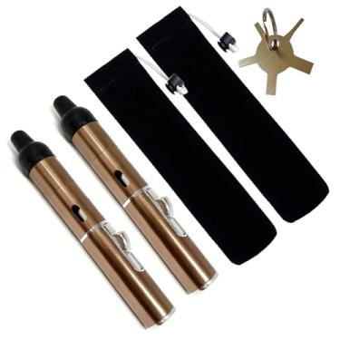 Imagem de Isqueiro de butano recarregável, isqueiro de butano recarregável, caneta de chama macia, pacote com 2 marrom (gás não incluído)