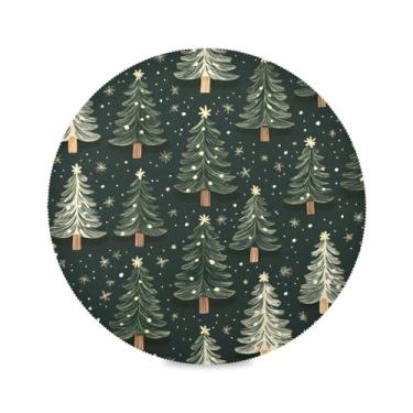 Imagem de STAYTOP Lindos jogos americanos redondos de árvore de Natal, 6 peças, tapetes de mesa antiderrapantes fáceis de limpar para decoração de mesa de festa de churrasco em casa
