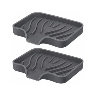 Imagem de Kit 2 Saboneteiras de Silicone Premium c/Escorredor 12,5x10x1,5cm, Multiuso e Resistente, Suporte de Sabão Autodrenante, Suporte de Sabão com bico de Drenagem, Ideal para Pia, Banheiro e Cozinha