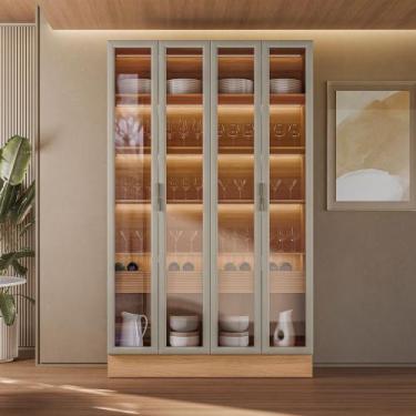 Imagem de Cristaleira Allure Linea Brasil 4 Portas Com Rodapé e LED 100 MDF 140c