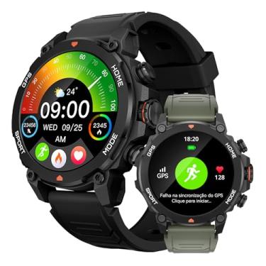 Imagem de AURAFIT Smartwatch Relogio Inteligente Masculino Relógio Inteligente, GPS 150+ Monitoramento Esportivo, Altímetro Barômetro Bússola, Chamadas Bluetooth, 5ATM a Prova d'Agua, Tela AMOLED 3,6 cm