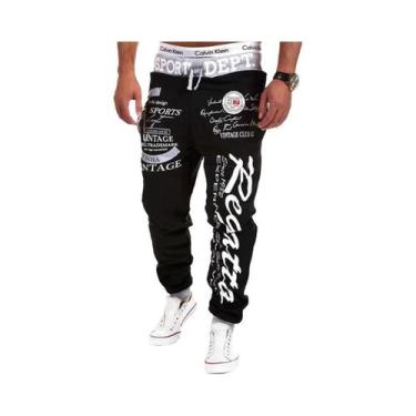 Imagem de Calças De Moletom Casuais Masculinas Em Cinza, Azul E Preto, Joggers C