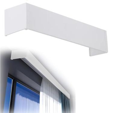 Imagem de Painel de pelmet cinza branco – capa de quadro de cornija de janela sem trilhos para cozinha, sala de estar, quarto – moldura blackout para cortina, 0,9 m, opções disponíveis de 6 a 6 pés